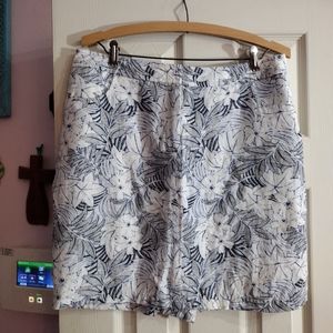 August Silk Womens 14 Blue Floral Linen Rayon Blend Mini Skirt  Zip resort